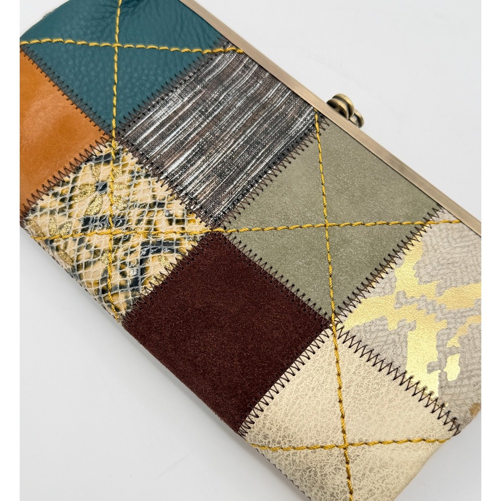 Hobo International Lauren Patchwork Clutch Wallet Leather Multicolor Excellent